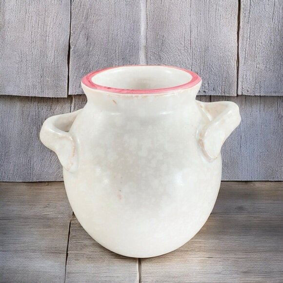 Vintage Italian Art Pottery Round Vase Vessel Carved Hand Painted Vase W Handles - Picture 2 of 12